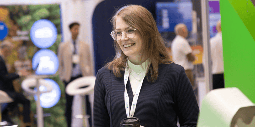 Image of a female PowerUP employee at the Biogas Expo in Birmingham, 2025